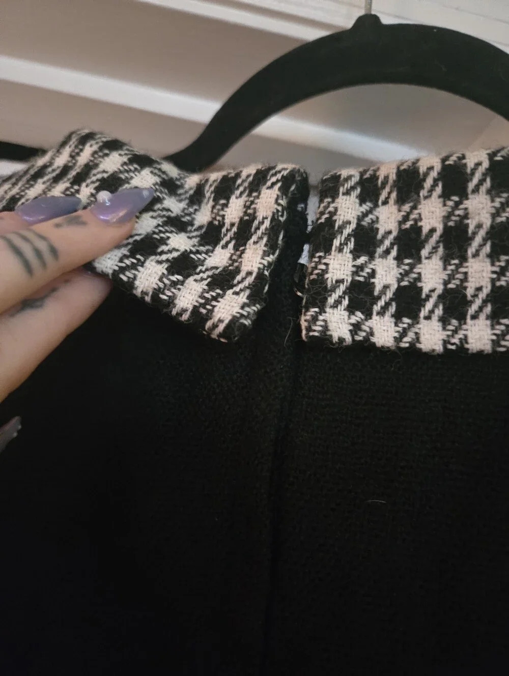 Vintage 1960s Drop Waist Tweed Houndstooth Collar Dress - Picture 8 of 10